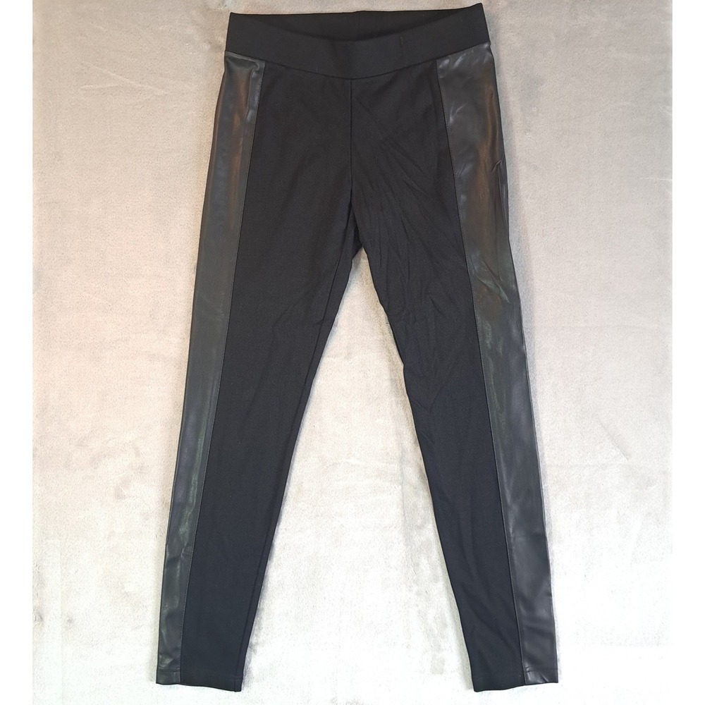 Cabi Bexley Street Leggings Black Women's Small #3397 stretch ponte side panels